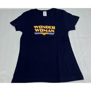 2002 DC Comics Wonder Woman Text Logo T shirt Blue Large (C65)